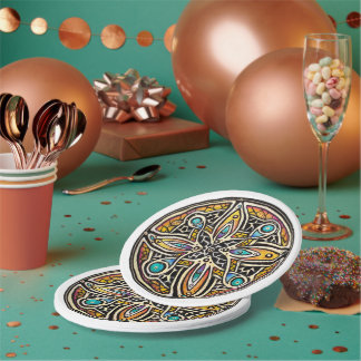 Plato De Papel Mandala en flor