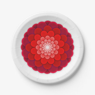 Plato De Papel Mandalá floral rojo-58566