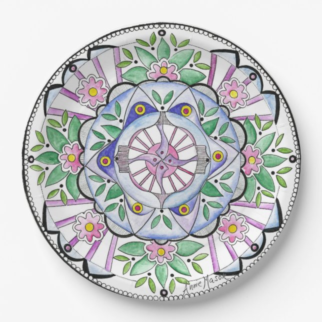 Plato De Papel Mandala Floribunda (Anverso)