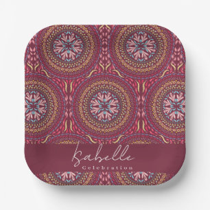 Plato De Papel Mandala Magenta