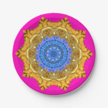 Mandala Magic Blue & Gold sobre Fuchsia