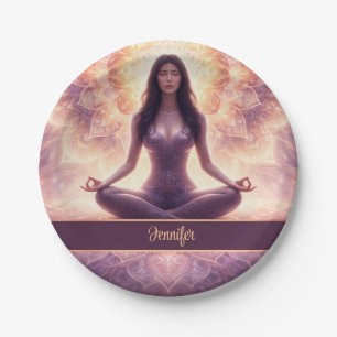 Plato De Papel Mandalá Meditación Mujer Nombre Personalizado Bril