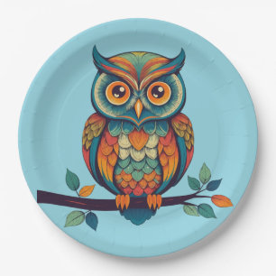 Plato De Papel Mandala Owl