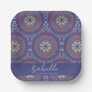 Plato De Papel Mandala Purple