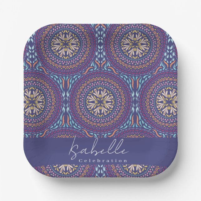 Plato De Papel Mandala Purple (Anverso)