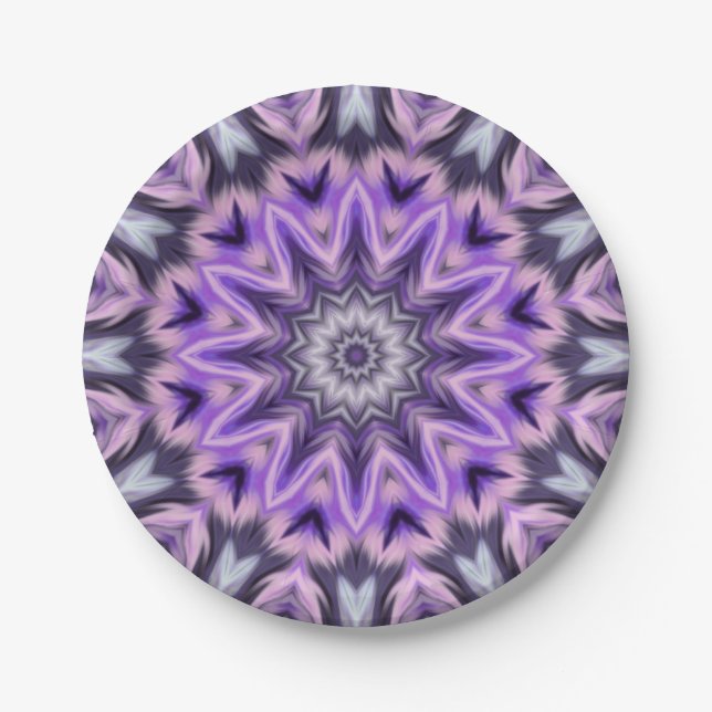 Plato De Papel Mandala púrpura de Lilac (Anverso)