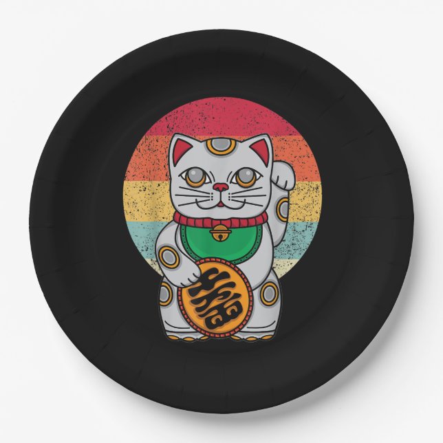 Plato De Papel Maneki Neko Kawaii Koban Feng (Anverso)