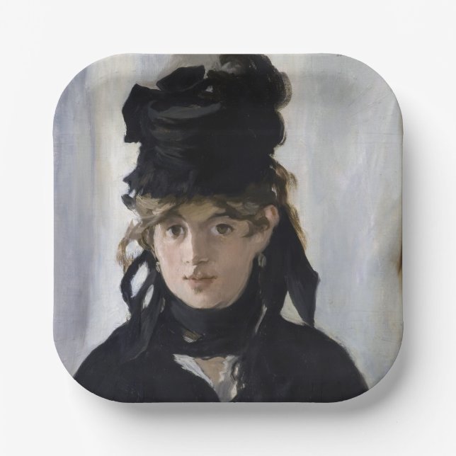 Plato De Papel Manet - Berthe Morisot con un ramo de violetas (Anverso)