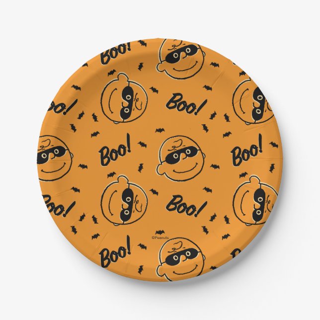 Plato De Papel Maní | Charlie Brown Boo! Estampado (Anverso)