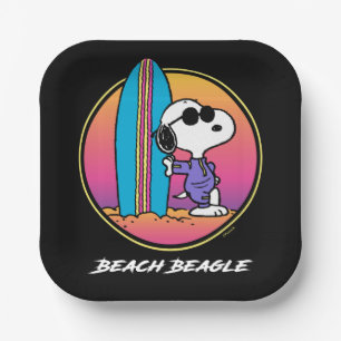 Plato De Papel Maní Snoopy Beach Beagle