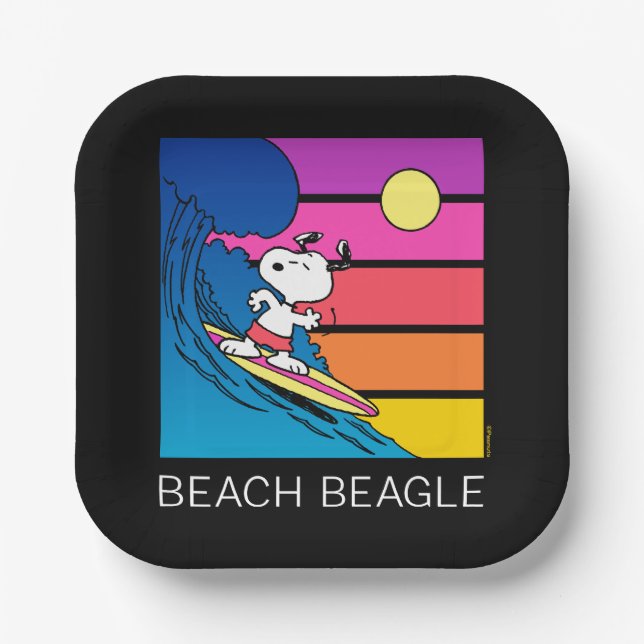 Plato De Papel Maní | Snoopy Surfing (Anverso)