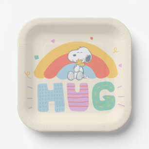 Plato De Papel Maní Snoopy & Woodstock Hug