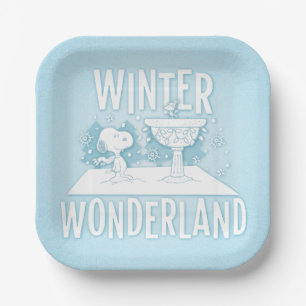 Plato De Papel Maní Snoopy & Woodstock Winter Wonderland