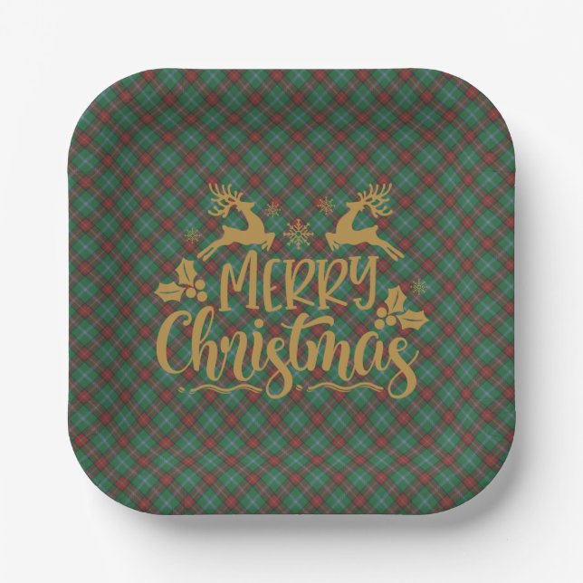 Plato De Papel Manitoba Provincial Tartan Christmas (Anverso)