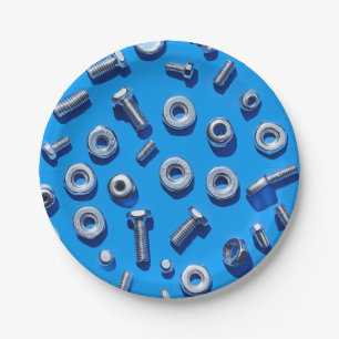 Plato De Papel Manly Man Gear Head Nuts and Bolts placas de papel