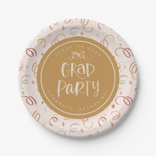 Plato De Papel Mano caprichosa dibuja colorido confetti Grad Fies