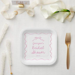 Plato De Papel Mano caprichosa dibuja ducha de novias de color ro