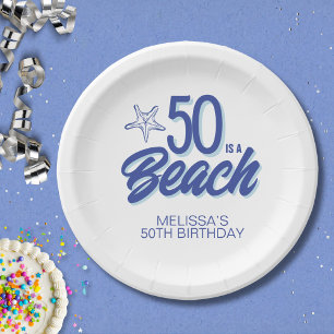 Plato De Papel Mano caprichosa dibujó Doodle 50 cumpleaños de pla