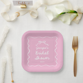 Plato De Papel Mano caprichoso dibujó ducha de novias color blanc