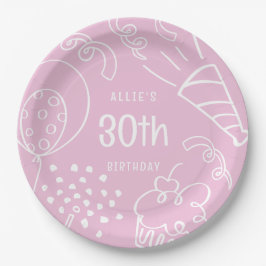 Plato De Papel Mano divertida dibuja cualquier globo de cumpleaño