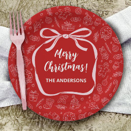 Plato De Papel Mano divertida y caprichosa atrae a Navidades de v