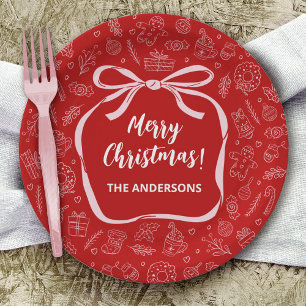 Plato De Papel Mano divertida y caprichosa atrae a Navidades de v