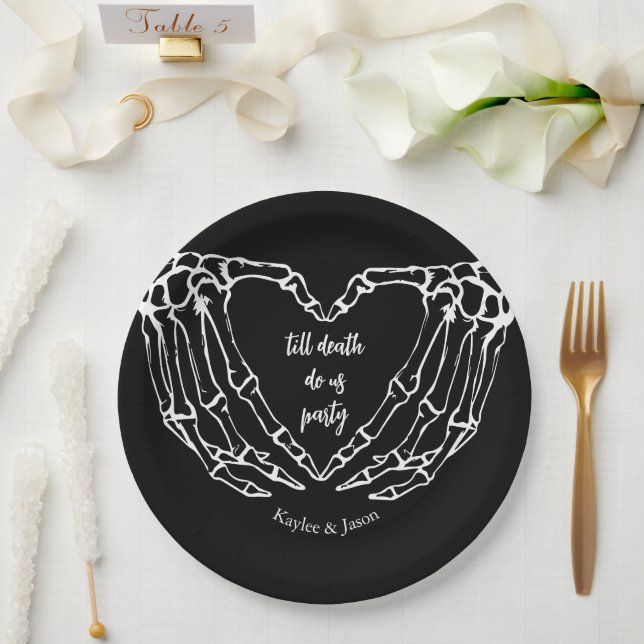 Plato De Papel Mano Esquelética Regalo de Ducha de Parejas hasta  (Boda)