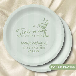 Plato De Papel Mano Verde dibuja un Baby Shower Tini