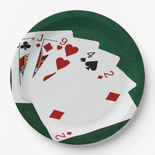 Plato De Papel Manos de póquer - Tarjeta alta - Rey