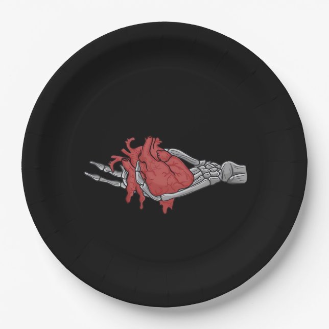 Plato De Papel Manos de Skeleton Heart (Anverso)