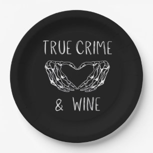 Plato De Papel Manos Del Esbozo De Crimen Y Vino