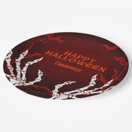 Plato De Papel Manos del naranja Skeleton