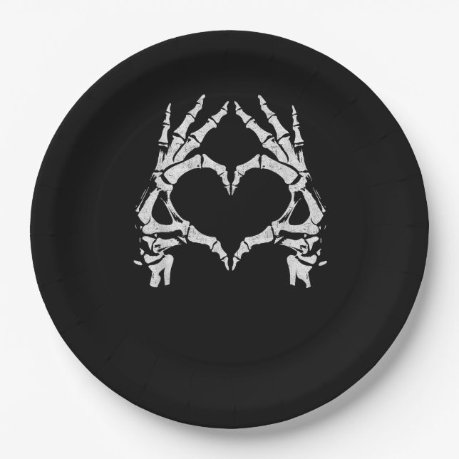 Plato De Papel Manos Skeleton Heart - Halloween - Manos Skeleton (Anverso)