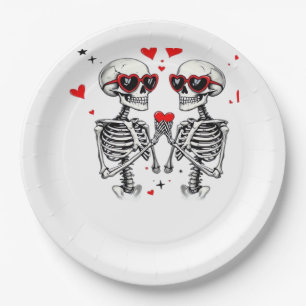 Plato De Papel Manos Skeleton Heart Para Tendencias