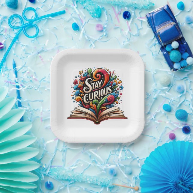 Plato De Papel Mantén la curiosidad (Fiesta)