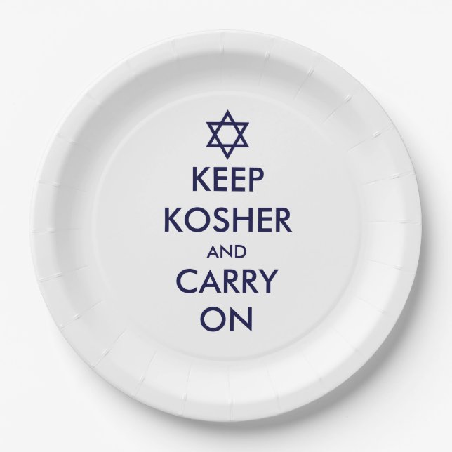 Plato De Papel Mantener a Kosher y continuar (Anverso)
