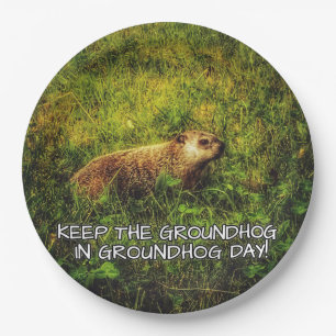 Plato De Papel Mantener el Groundhog en la placa del Día del Grou