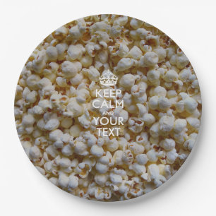 Plato De Papel Mantener La Calma Personalizada Y Su Palomitas De