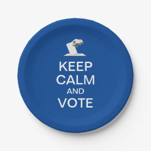 Plato De Papel Mantener la calma y votar 2026