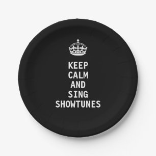 Plato De Papel Mantenga tranquilo y cante Showtunes