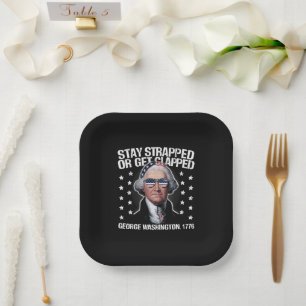 Plato De Papel Manténgase Armado O Reciba Una Paliza George Washi