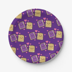 Plato De Papel Mantequilla de cacahuete y PBJ del partido de cump