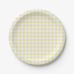 Plato De Papel Mantequilla de cuadros clásica amarilla