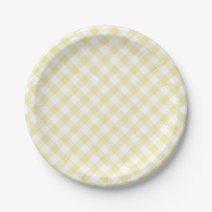 Plato De Papel Mantequilla de cuadros retro amarillo