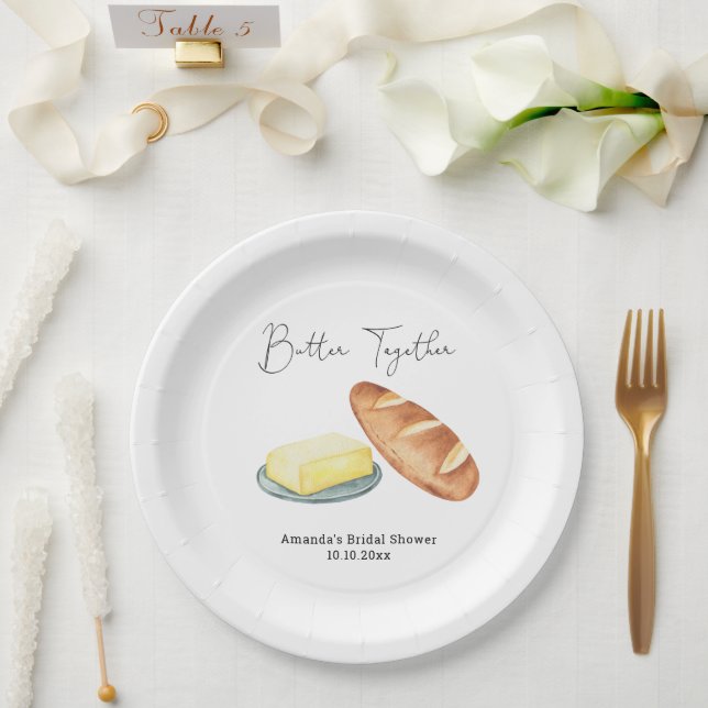 Plato De Papel Mantequilla Juntos Ducha Británica (Boda)