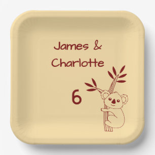 Plato De Papel Mantequilla Yellow Red Australian Animals 6º cumpl