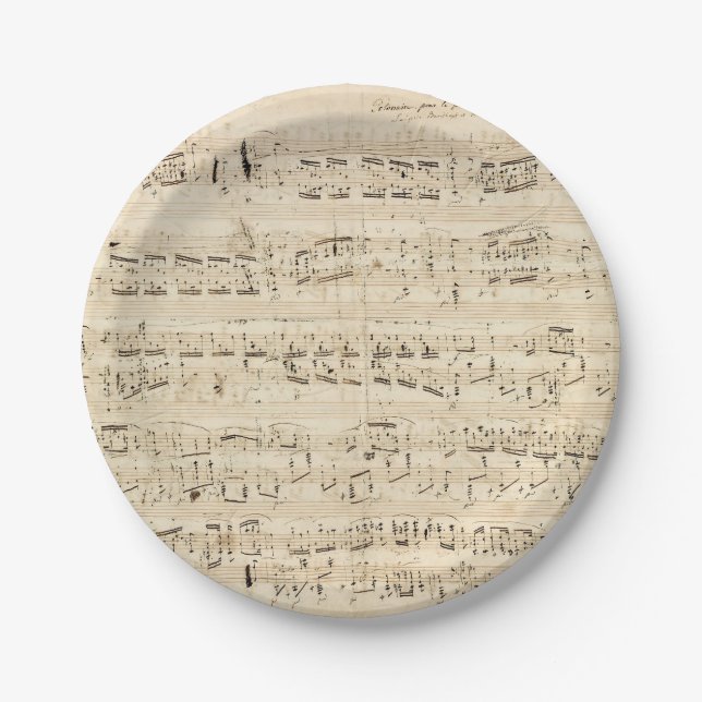Plato De Papel Manuscrito de Chopin de música de hojas antiguas (Anverso)
