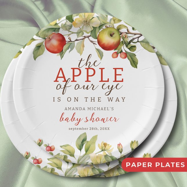 Plato De Papel Manzana acuarela de nuestra ducha bebé de ojos (Subido por el creador)
