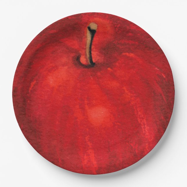Plato De Papel Manzana acuarela 'Red Delicious' (Anverso)