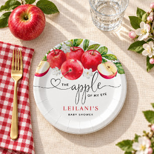 Plato De Papel Manzana de Mi Ojo Acuarela Fiesta de Bebé Manzana